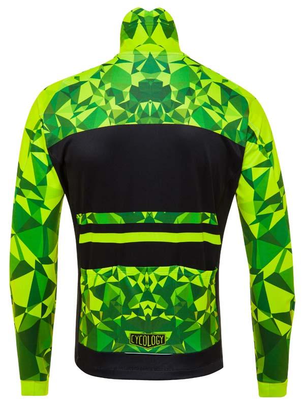 Geometric Lime Windproof Winter Jacket - Cycology Clothing US