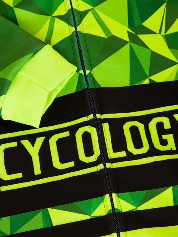 Geometric Lime Windproof Winter Jacket - Cycology Clothing US