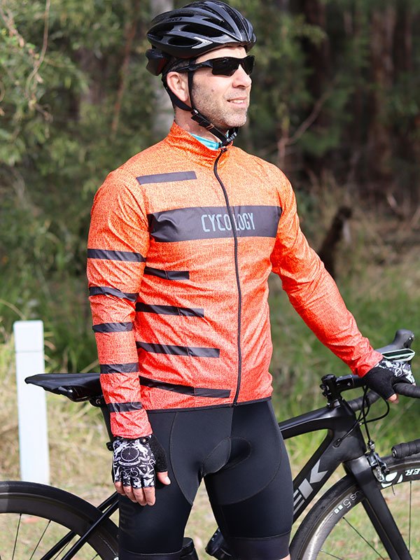 men's cycling gear Inspire Orange Mens Lightweight Wind Cycling Jacket