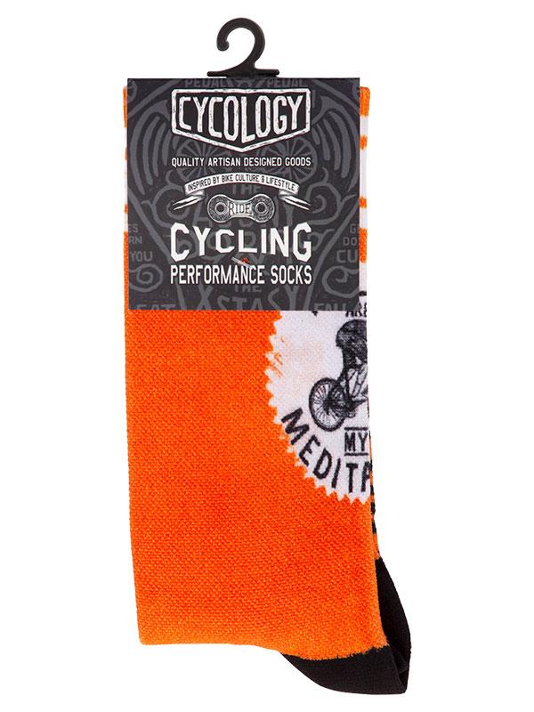 Miles are my Meditation (Orange) Cycling Socks - Cycology Clothing US