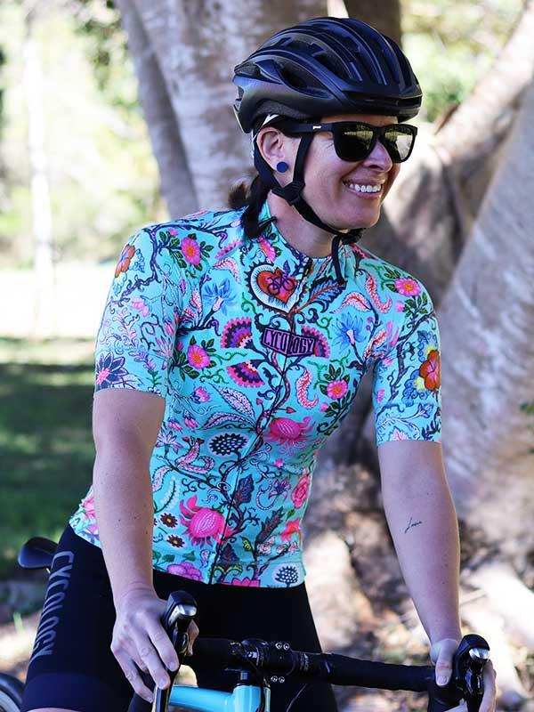 Cycology Secret Garden Short Sleeve Jersey Blue XL women