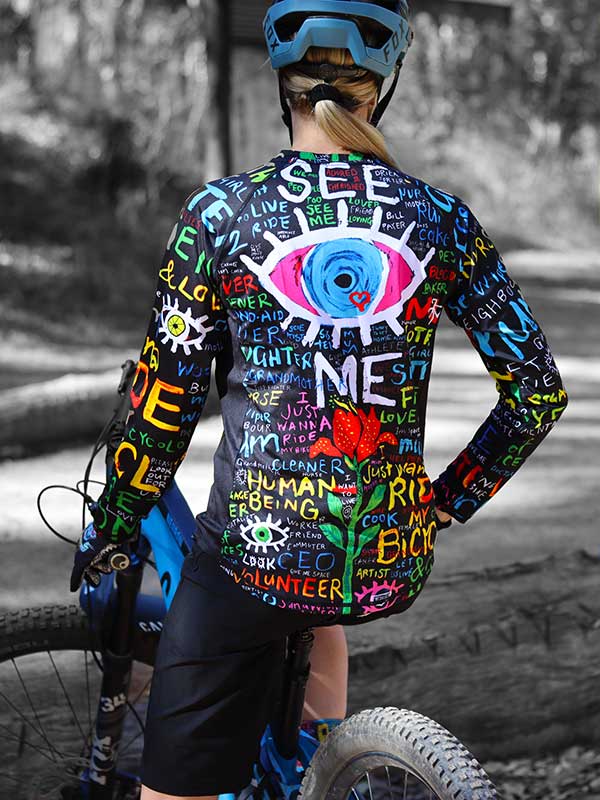 See Me (Black) Women's Long Sleeve MTB Jersey - Cycology Clothing US