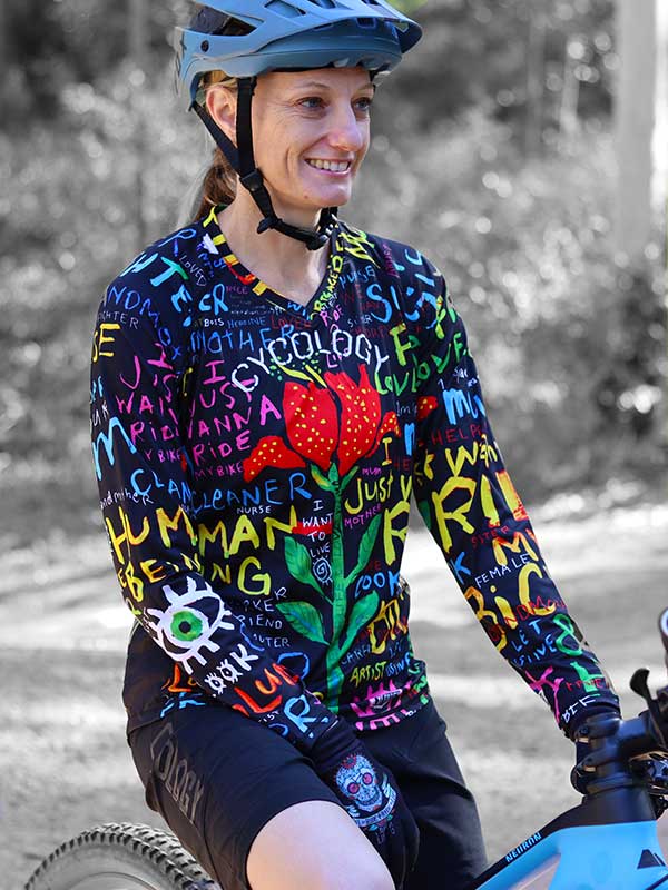 See Me (Black) Women's Long Sleeve MTB Jersey - Cycology Clothing US