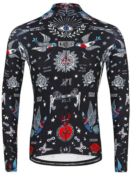 Tattoo Black Men's Long Sleeve Cycling Jersey | Cycology USA