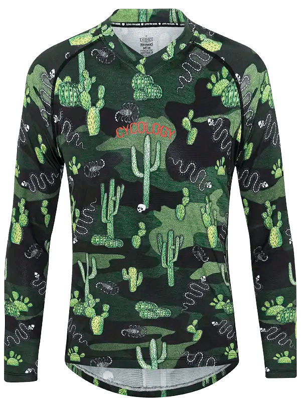 Totally Cactus Long Sleeve MTB Jersey - Cycology Clothing US