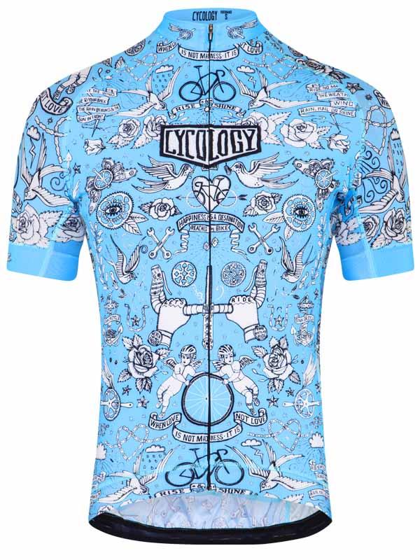 Maillot Velo Tattoo Homme Bleu